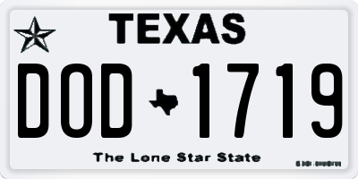 TX license plate DOD1719