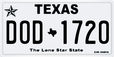 TX license plate DOD1720
