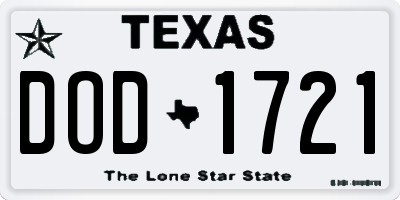 TX license plate DOD1721