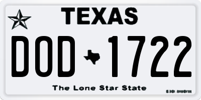TX license plate DOD1722
