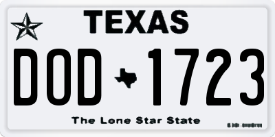 TX license plate DOD1723