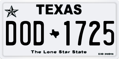 TX license plate DOD1725