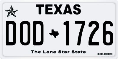TX license plate DOD1726