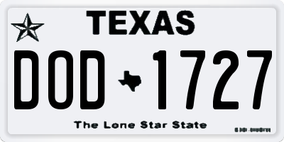 TX license plate DOD1727