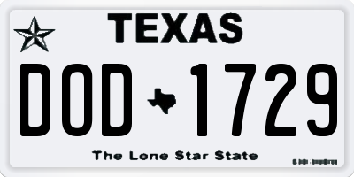 TX license plate DOD1729