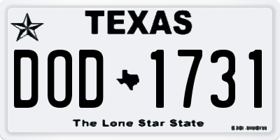 TX license plate DOD1731