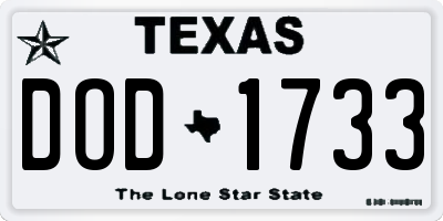 TX license plate DOD1733
