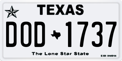 TX license plate DOD1737