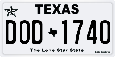 TX license plate DOD1740