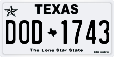 TX license plate DOD1743