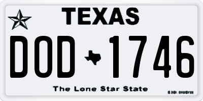 TX license plate DOD1746