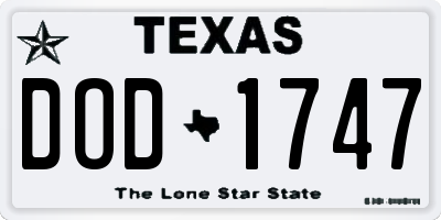 TX license plate DOD1747