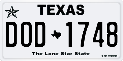 TX license plate DOD1748