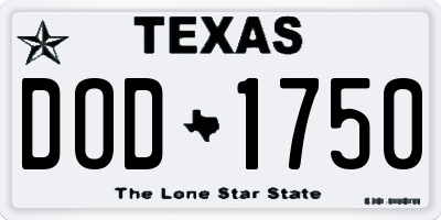 TX license plate DOD1750