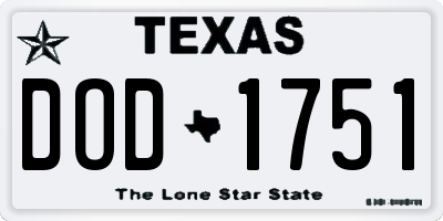 TX license plate DOD1751