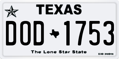 TX license plate DOD1753