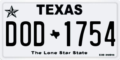 TX license plate DOD1754