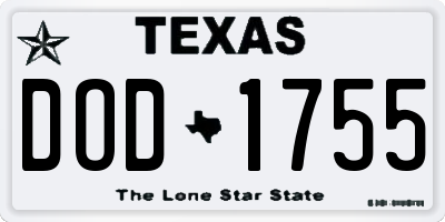 TX license plate DOD1755