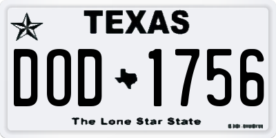 TX license plate DOD1756