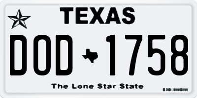 TX license plate DOD1758