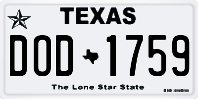 TX license plate DOD1759