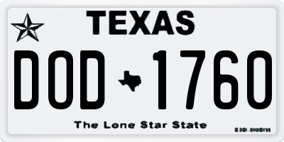 TX license plate DOD1760