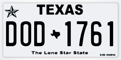 TX license plate DOD1761