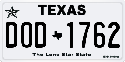 TX license plate DOD1762