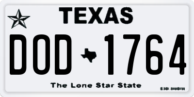 TX license plate DOD1764