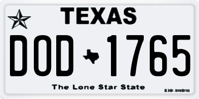 TX license plate DOD1765