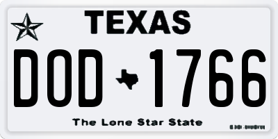 TX license plate DOD1766