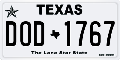 TX license plate DOD1767