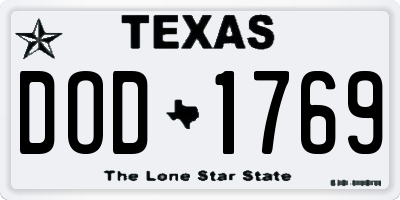 TX license plate DOD1769