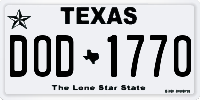 TX license plate DOD1770
