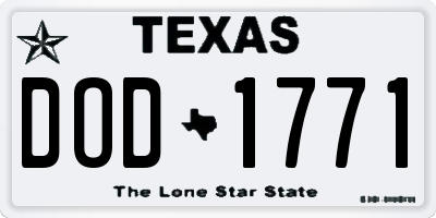 TX license plate DOD1771