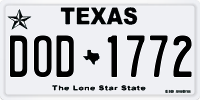 TX license plate DOD1772
