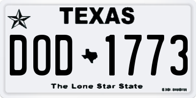 TX license plate DOD1773