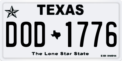 TX license plate DOD1776