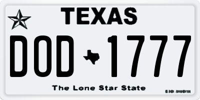 TX license plate DOD1777