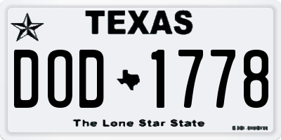 TX license plate DOD1778
