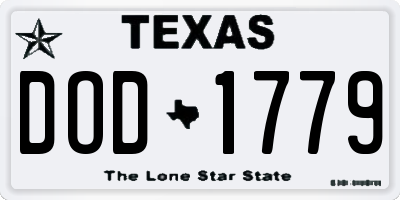 TX license plate DOD1779