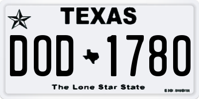 TX license plate DOD1780