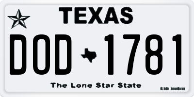 TX license plate DOD1781