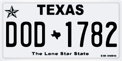 TX license plate DOD1782