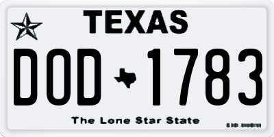 TX license plate DOD1783