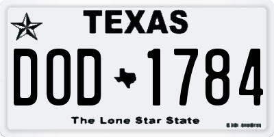 TX license plate DOD1784