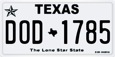 TX license plate DOD1785