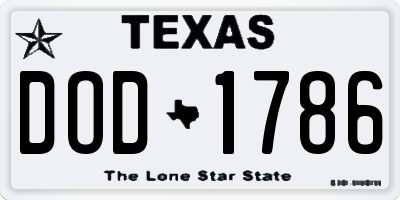 TX license plate DOD1786