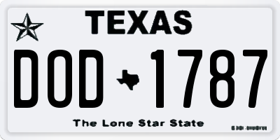TX license plate DOD1787