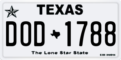 TX license plate DOD1788
